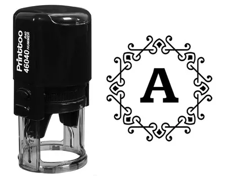 Printtoo Octagon Celtic Swirl Frame A Alphabet Monogram R-40 Self Inking Rubber Stamp Office 30 mm Diameter (Approx) синий