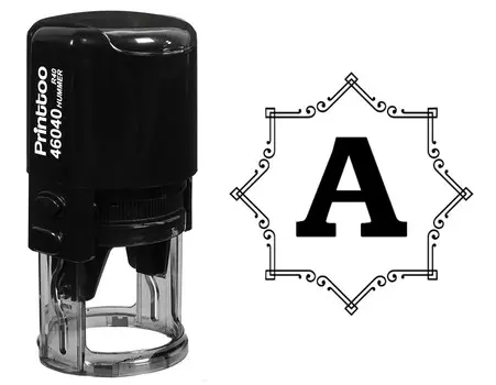 Printtoo Octagon Celtic Swirl Frame Alphabet A Monogram Self Inking Rubber Stamp Office 30 mm Diameter (Approx) синий