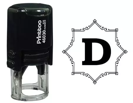 Printtoo Octagon Celtic Swirl Frame Alphabet D Monogram Self Inking Rubber Stamp Office 30 mm Diameter (Approx) красный