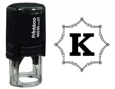 Printtoo Octagon Celtic Swirl Frame Alphabet K Monogram Self Inking Rubber Stamp Office 30 mm Diameter (Approx) красный