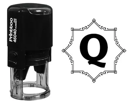 Printtoo Octagon Celtic Swirl Frame Alphabet Q Monogram Initial R-40 Self Inking Rubber Stamp Office 30 mm Diameter (Approx) синий