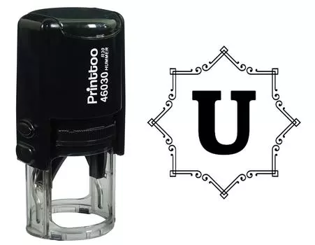 Printtoo Octagon Celtic Swirl Frame Alphabet U Monogram Self Inking Rubber Stamp Office 30 mm Diameter (Approx) чёрный