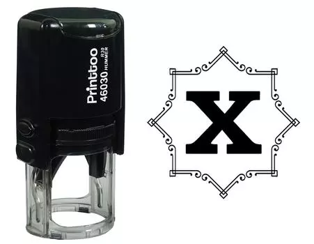 Printtoo Octagon Celtic Swirl Frame Alphabet X Monogram Self Inking Rubber Stamp Office 30 mm Diameter (Approx) чёрный