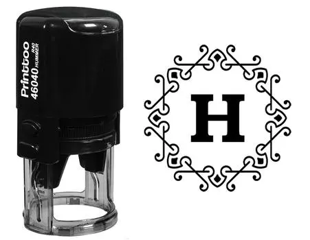 Printtoo Octagon Celtic Swirl Frame H Alphabet Monogram R-40 Self Inking Rubber Stamp Office 30 mm Diameter (Approx) синий