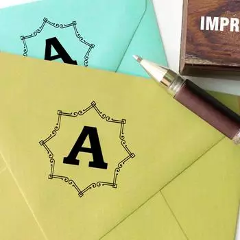 Printtoo Octagon Celtic Swirl Frame Monogram Letter A Wood Mounted Rubber Stamp Office 30 mm Diameter (Approx) коричневый