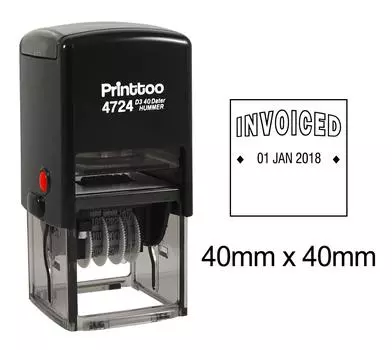 Printtoo Office Канцелярские товары Самостоятельная печать Датер с выставленной счет-фактурой Текст Дата Резина 40 mm x 40 mm.(Approx) чёрный