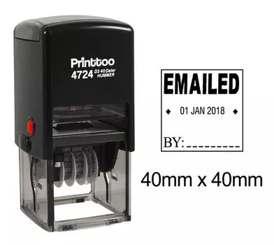 Printtoo Office Канцелярские товары Самостоятельная печать Датер с резиновой датой, отправленной по электронной почте 40 mm x 40 mm.(Approx) чёрный