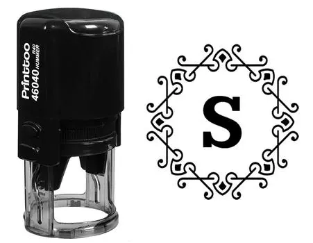 Printtoo Office Стационарная самокрасящаяся восьмиугольная кельтская вихревая рамка S Alphabet Monogram R-40 Rubber 30 mm Diameter (Approx) синий