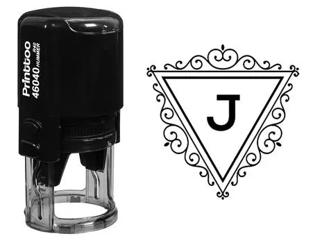 Printtoo Office Стационарная треугольная вихревая рамка J Alphabet Monogram Initial R-40 Self Inking Rubber 30 mm Diameter (Approx) синий