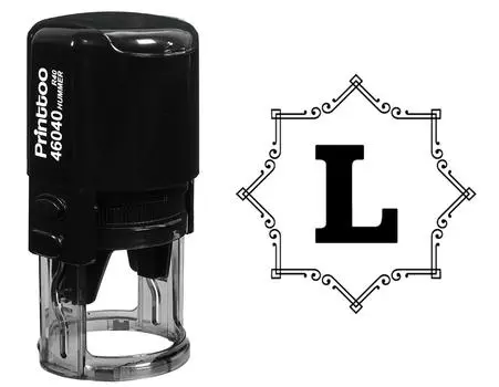 Printtoo Office Стационарная восьмиугольная кельтская вихревая рамка L Алфавитная монограмма Самокрасящая круглая резина 30 mm Diameter (Approx) синий