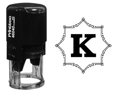Printtoo Office Стационарная восьмиугольная кельтская вихревая рамка K Alphabet Monogram R-40 Self Inking Rubber 30 mm Diameter (Approx) синий