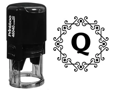 Printtoo Office Стационарный восьмиугольник Celtic Swirl Frame Alphabet Q Monogram Initial R-40 Self Inking Rubber 30 mm Diameter (Approx) синий