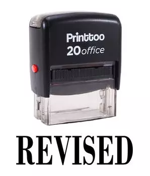 Printtoo Office Stationary REVISED Self Inking Rubber Stamp Custom 14 mm x 38 mm (Approx) красный