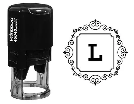 Printtoo Офисные канцелярские товары Самообувь Квадратная вихревая рамка L Алфавит MonogramInitial R-40 Резина 30 mm Diameter (Approx) синий