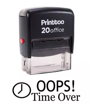 Printtoo OOPS TIME OVER Self Inking Rubber Stamp Office Stationary Custom 14 mm x 38 mm (Approx) красный
