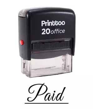 Printtoo ОПЛАЧЕННЫЙ Самостоятельный резиновый штамп для офиса Стационарный пользовательский штамп-черный 14 mm x 38 mm (Approx) чёрный