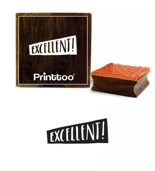 Printtoo Отличное слово Дизайн Дневник Карточка Квадратная деревянная резиновая печать Scrap-booking-2 x 2 2 x 2 Inches коричневый