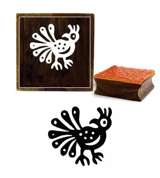 Printtoo Павлин Дизайн Деревянный Резиновый Штамп Дневник Карты Квадратный Коричневый Блок Печати-2 x 2 2 x 2 Inches коричневый
