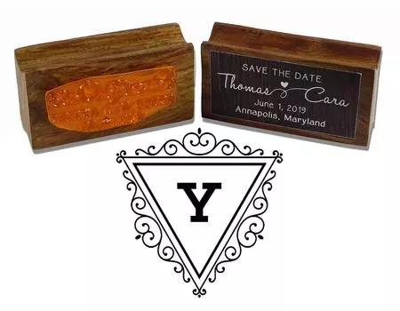 Printtoo Перевернутый треугольник Вихревая граница Буква Y Вензель Деревянный резиновый штамп