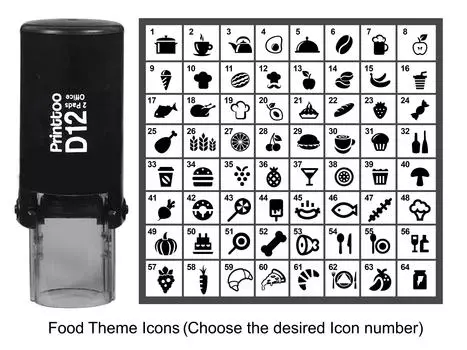 Printtoo Personalized Food Theme Icons Rubber Stamp Self Inking Stamper 12 mm Approx 12 mm Diameter (Impressions-10) чёрный