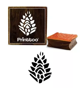 Printtoo Pine Cone Design Блок для печати Дневник Карточка Квадратный деревянный резиновый штамп-2 x 2 2 x 2 Inches коричневый