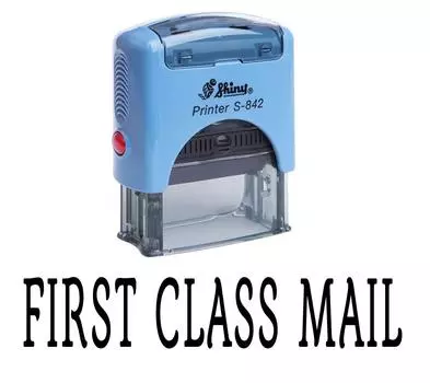 Printtoo ПОЧТА ПЕРВОГО КЛАССА Самоклеящаяся резиновая печать на заказ Блестящие канцелярские принадлежности Impression Area 14 mm x 38 mm чёрный