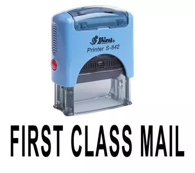 Printtoo ПОЧТА ПЕРВОГО КЛАССА Самоклеящаяся резиновая печать Канцелярские товары на заказ Блестящие Impression Area 14 mm x 38 mm чёрный