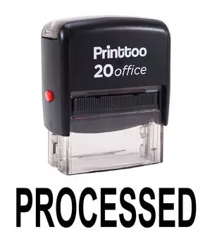 Printtoo Пользовательский штамп ОБРАБОТАННЫЙ Самостоятельно красящий резиновый штамп Office 14 mm x 38 mm (Approx) красный