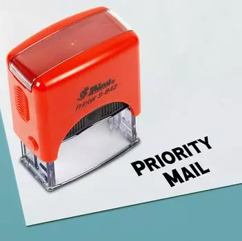 Printtoo Priority Mail Self Inking Rubber Stamp Pre, Inked Office Stamp, Канцелярские товары для домашнего офиса, 38 x 14 мм, 38 x 14 mm чёрный