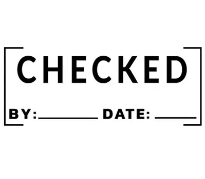 Printtoo Проверено по дате Самокрасящийся резиновый штамп Предварительно нарисованный чернилами офисный штамп — канцелярские товары для домашнего офиса, 47 x 20 мм чёрный