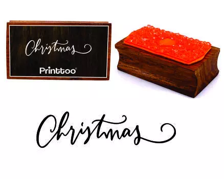 Printtoo Прямоугольная рождественская каллиграфия Деревянный блок резиновых штампов 2.5 x 0.634 Inches коричневый