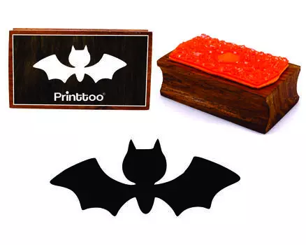 Printtoo Прямоугольные Силуэты Летучей Мыши Дизайн Деревянный Блок Штампов 2.5 x 0.634 Inches коричневый