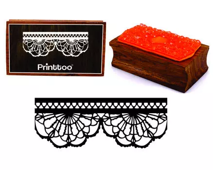 Printtoo Прямоугольный Кружева Богато Граница Дизайн Деревянный Блок Штампов 2.5 x 0.634 Inches коричневый