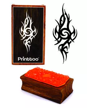 Printtoo Прямоугольный племенной дизайн Деревянный резиновый штамп Блок Scrap-Booking 2.5 x 0.634 Inches коричневый