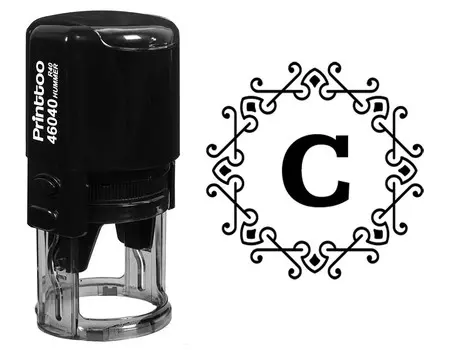 Printtoo R-40 Alphabet C Monogram Octagon Celtic Swirl Frame Self Inking Rubber Stamp Office 30 mm Diameter (Approx) синий