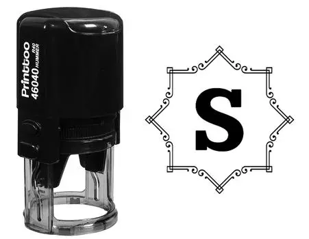 Printtoo R-40 Alphabet S Monogram Initial Octagon Celtic Swirl Frame Self Inking Rubber Stamp Office 30 mm Diameter (Approx) синий