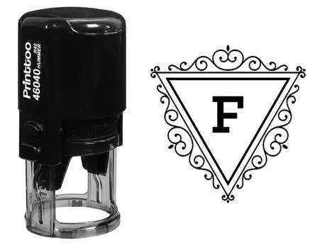 Printtoo R-40 Self Inking Rubber Stamp Swirl Border Triangle F Alphabet Monogram Initial Office 30 mm Diameter (Approx) синий