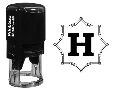 Printtoo R-40 Self Inking Rubber Stamp Octagon Celtic Swirl Frame H Alphabet Monogram Office 30 mm Diameter (Approx) синий