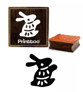 Printtoo Rabbit Design Craft Textile Print Square Wooden Rubber Stamp Block-2 x 2 2 x 2 Inches коричневый
