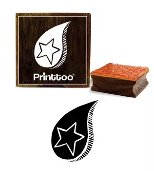 Printtoo Rain Drop With Star Design Craft Textile Square Wooden Rubber Stamp-2 x 2 2 x 2 Inches коричневый