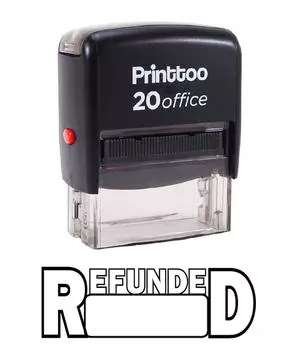 Printtoo REFUNDED Self Inking Rubber Stamp Office Stationary Custom 14 mm x 38 mm (Approx) красный