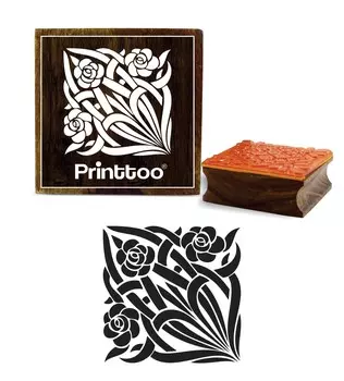Printtoo ремесло текстильный квадратный цветочный узор штамп деревянные резиновые DIY штампы-2 x 2 2 x 2 Inches коричневый