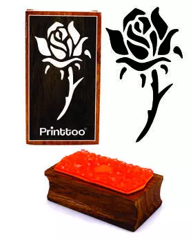 Printtoo Rose Flower Design Прямоугольный деревянный блок резиновых штампов 2.5 x 0.634 Inches коричневый