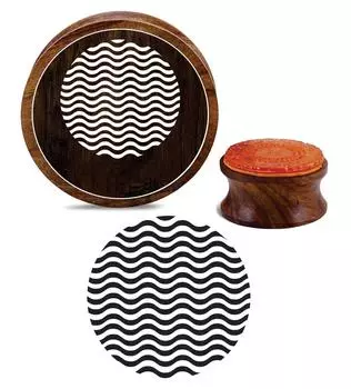 Printtoo Round Brown Craft Textile Stamp Wave Pattern Деревянные резиновые штампы-2 2 Inch коричневый
