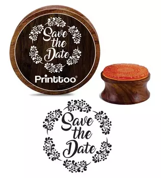 Printtoo Round Save The Date с цветочным узором Деревянные резиновые штампы Craft Textile-2 2 Inch Diameter коричневый