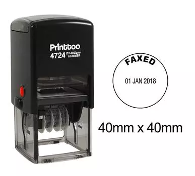 Printtoo Round Self Inking Dater Stamp с отправленным по факсу текстом Офисные канцелярские принадлежности Документ Дата Резина 40 mm x 40 mm.(Approx) чёрный