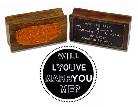 Printtoo Round Ты выйдешь за меня замуж и Я люблю тебя Текст Деревянный Резиновый Штамп Предложение Руки Идея Подарка 50 mm Diameter (Approx) коричневый