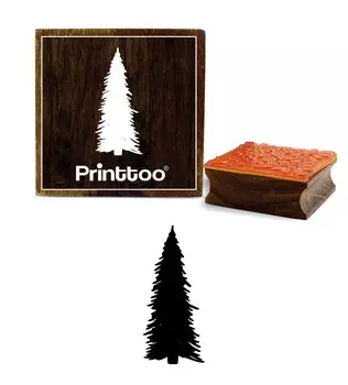 Printtoo Рождественская елка Дизайн Дневник Карточка Печать Квадратный деревянный резиновый штамп Блок-2 x 2 2 x 2 Inches коричневый