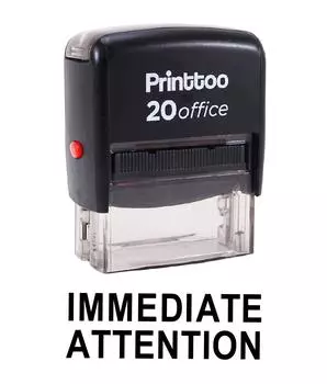 Printtoo Rubber Stamp НЕМЕДЛЕННОЕ ВНИМАНИЕ! 14 mm x 38 mm (Approx) чёрный