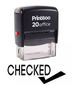 Printtoo Rubber Stamp Office Канцелярские товары CHECKED Self Inking Custom 14 mm x 38 mm (Approx) чёрный